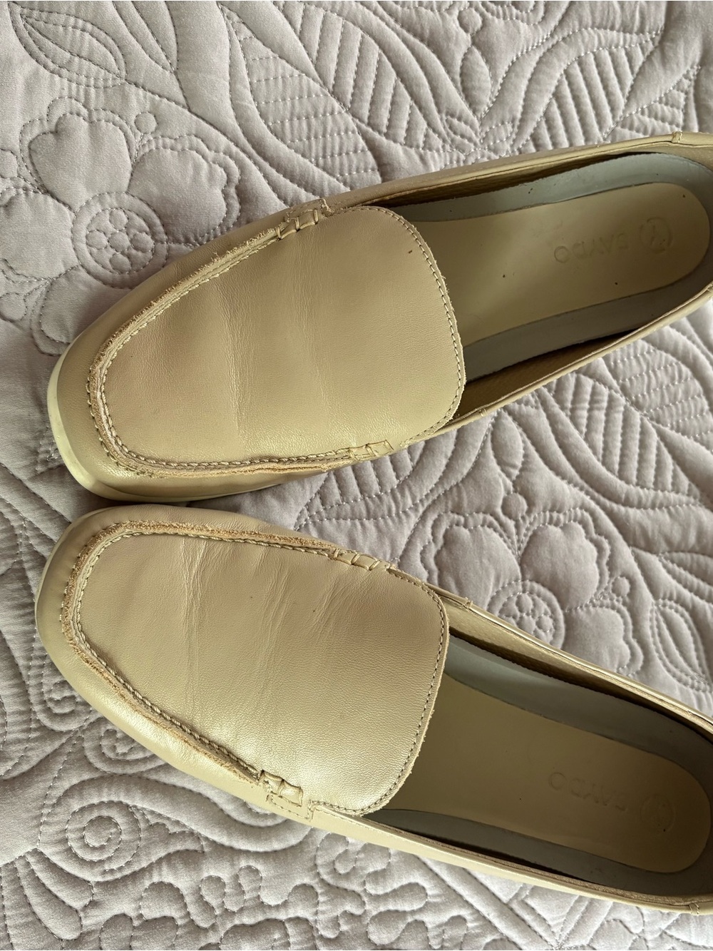 Classic Cream Leather Slip-On Loafers for Women